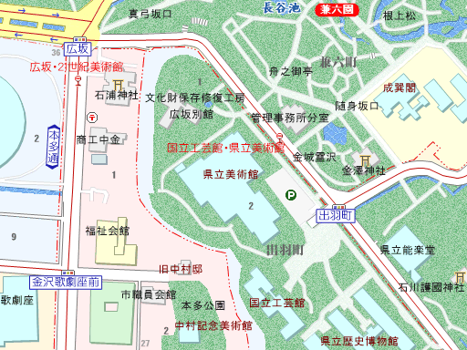 石川県立美術館(石川県金沢市)の地図 - MAPPLE 地図 「ちず丸」
