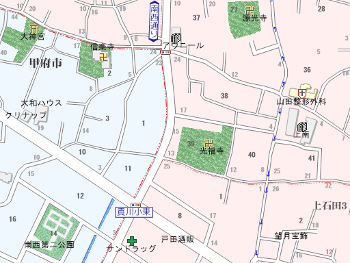 株）山梨ふるさと文庫(山梨県甲府市)の地図 - MAPPLE 地図 「ちず丸」