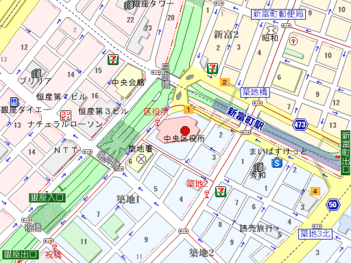 中央区立京橋図書館(東京都中央区)の地図 - MAPPLE 地図 「ちず丸」
